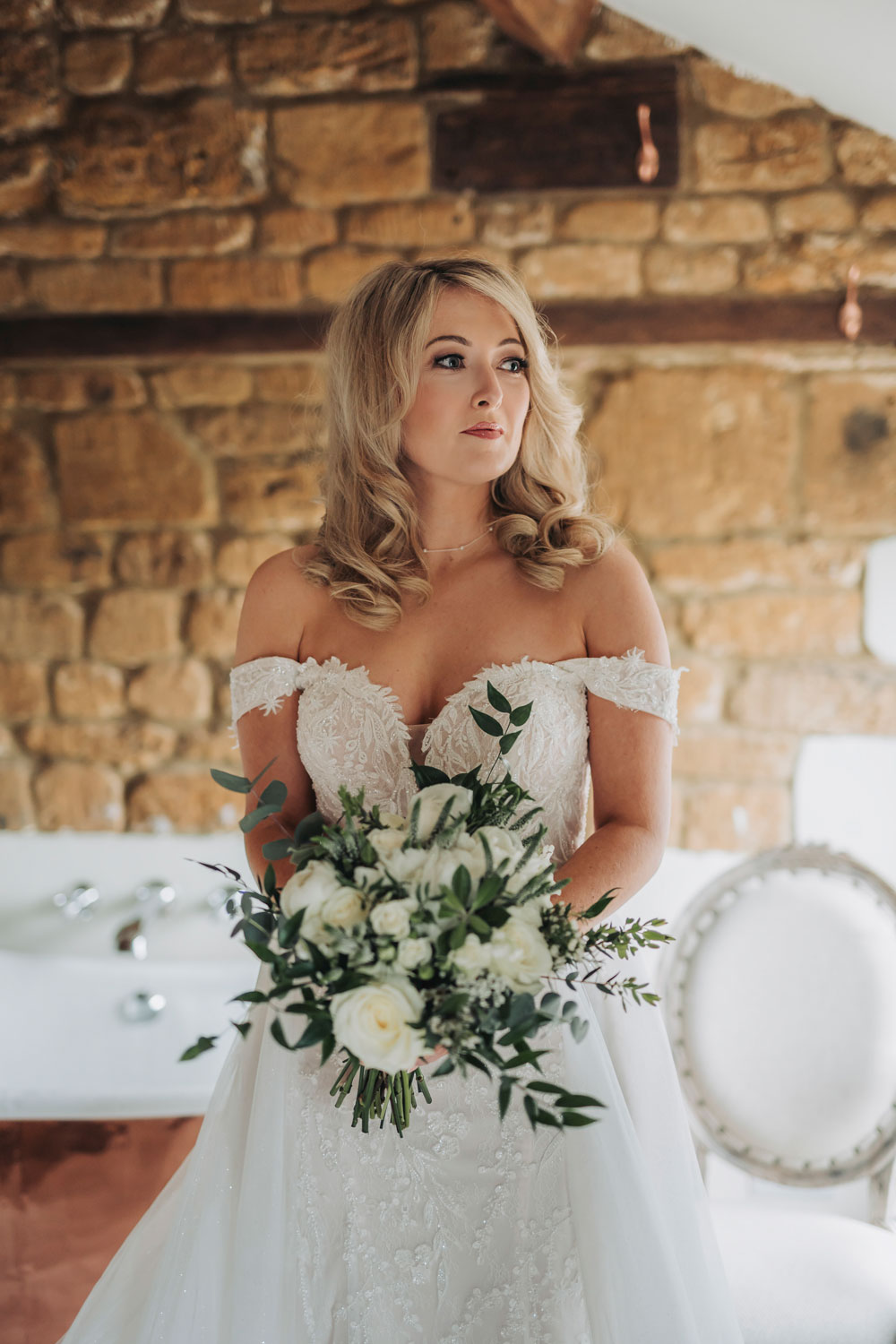 Bridal portrait at Crockwell farm wedding venue Northamptonshire