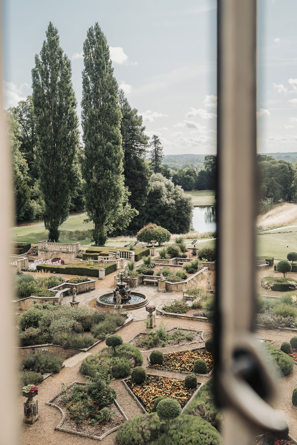 View of the gardens at the Welcombe Hotel Stratford
