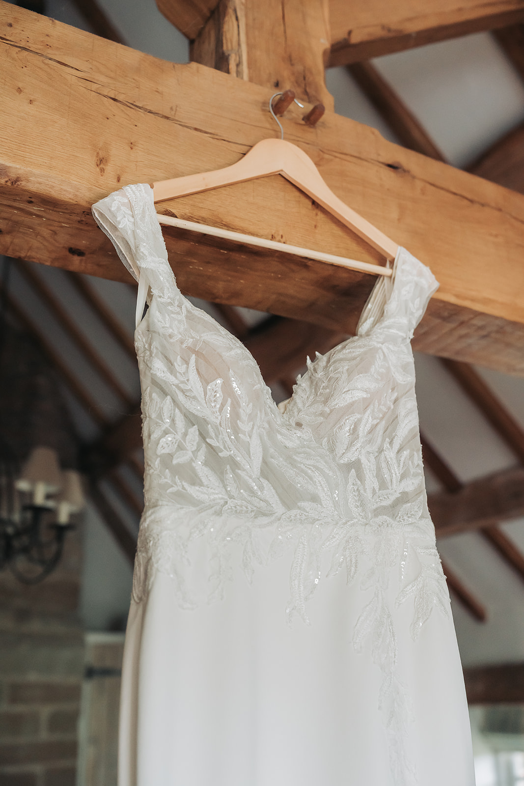 Leaf and sequin detail wedding dress