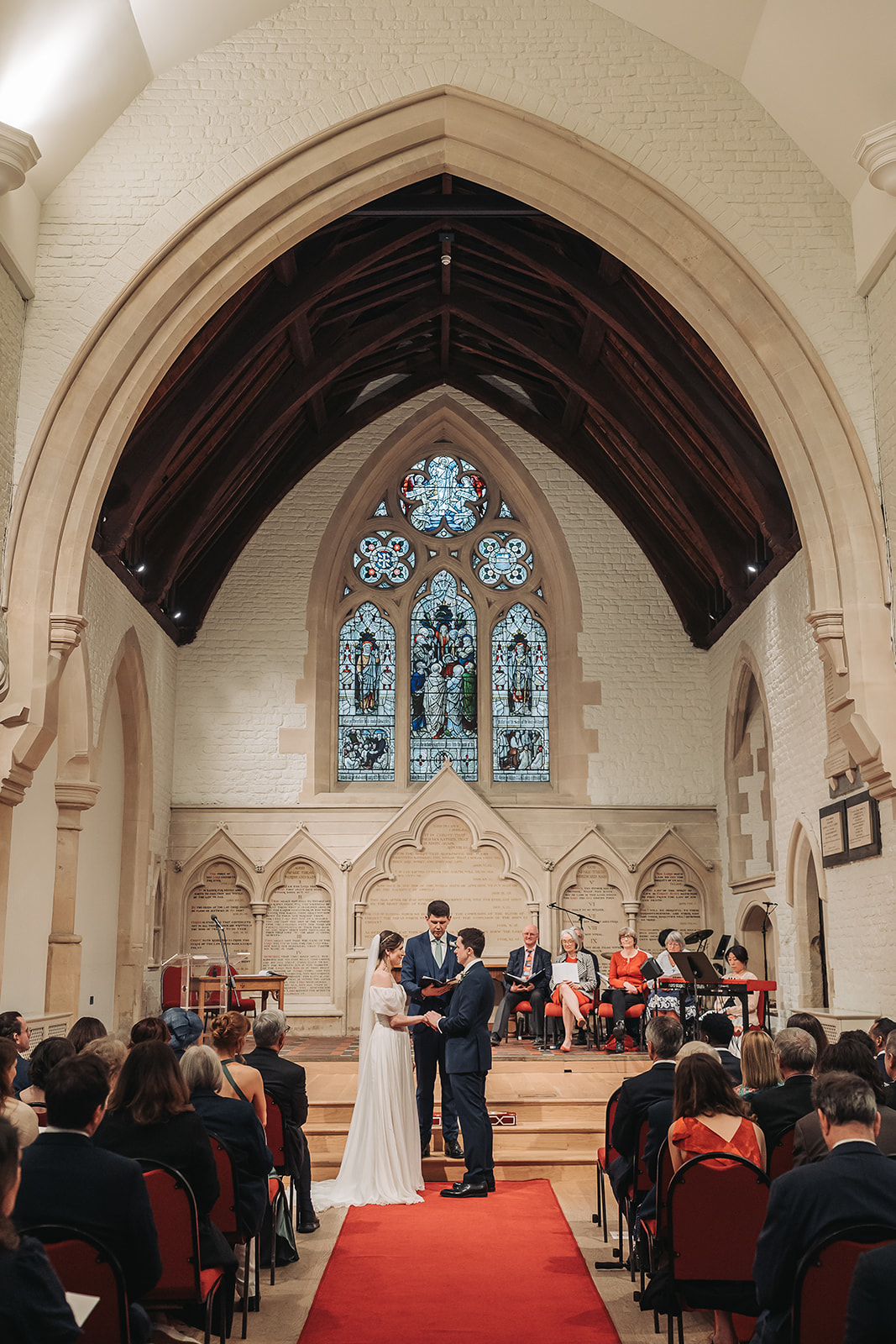 Bride and groom in aisle at St Ebbe's church