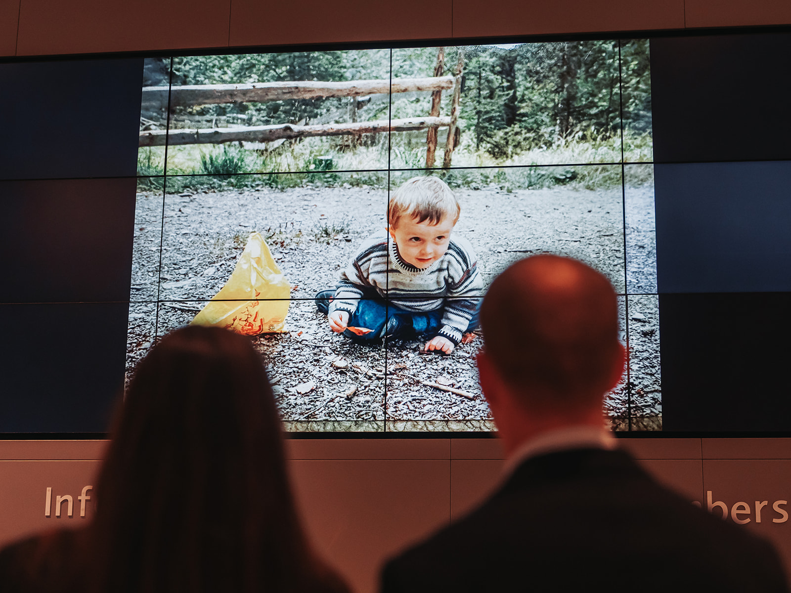 Childhood photo on screen