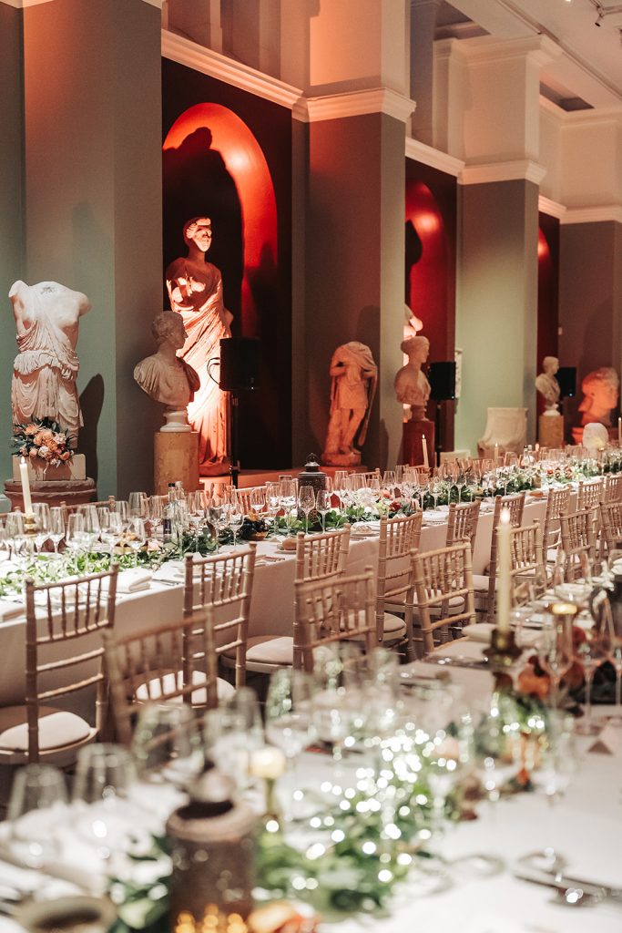 Long tables in Sculpture Gallery of Ashmolean museum