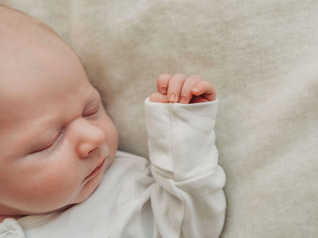 close up of newborn baby fingers