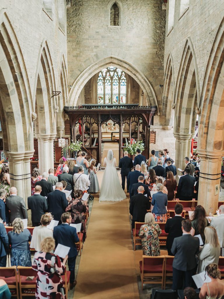 Wedding in church back view