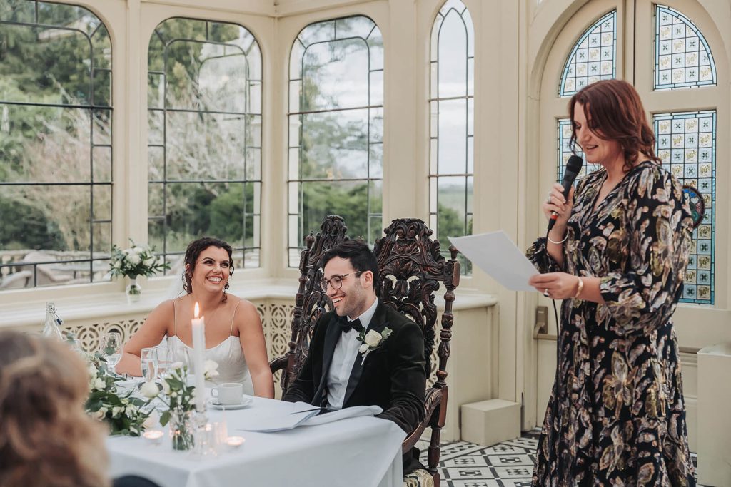 mother of bride giving wedding speech
