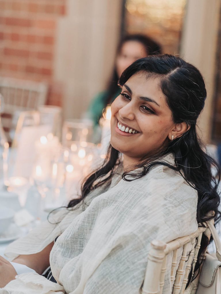 wedding guest laughing in wedding speech