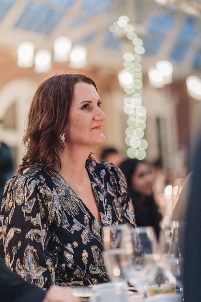 portrait of lady during wedding speeches