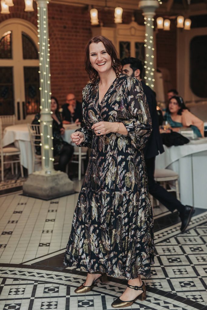lady smiling on dancefloor at Kilworth House wedding