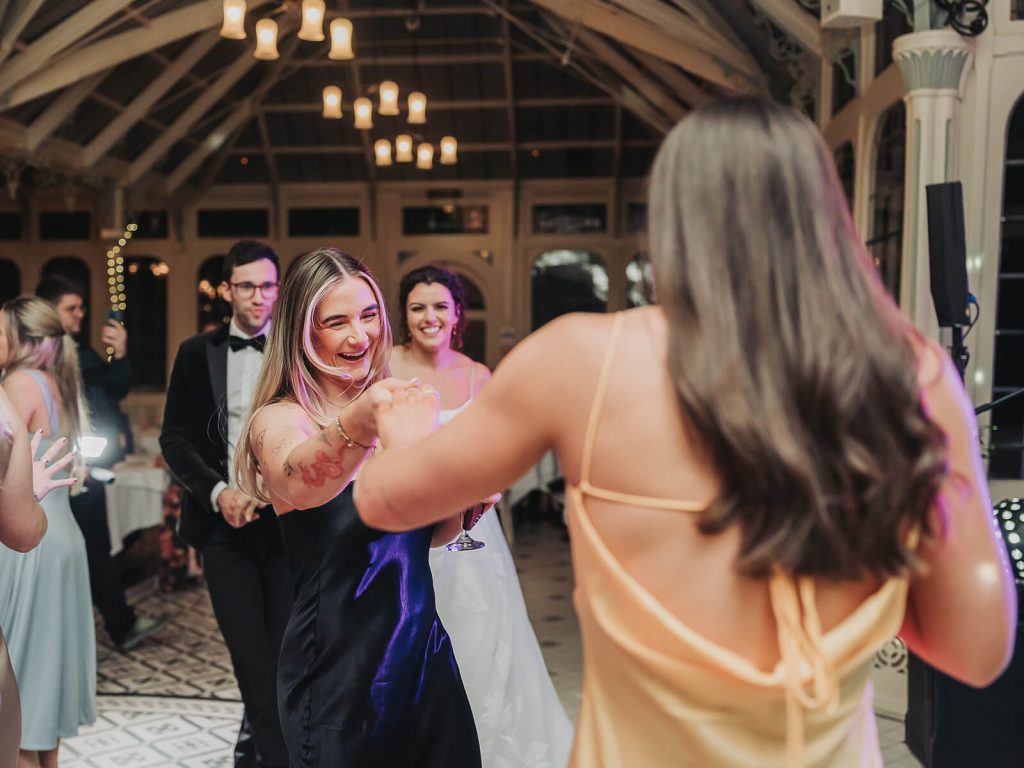 wedding guests dancing at Kilworth House
