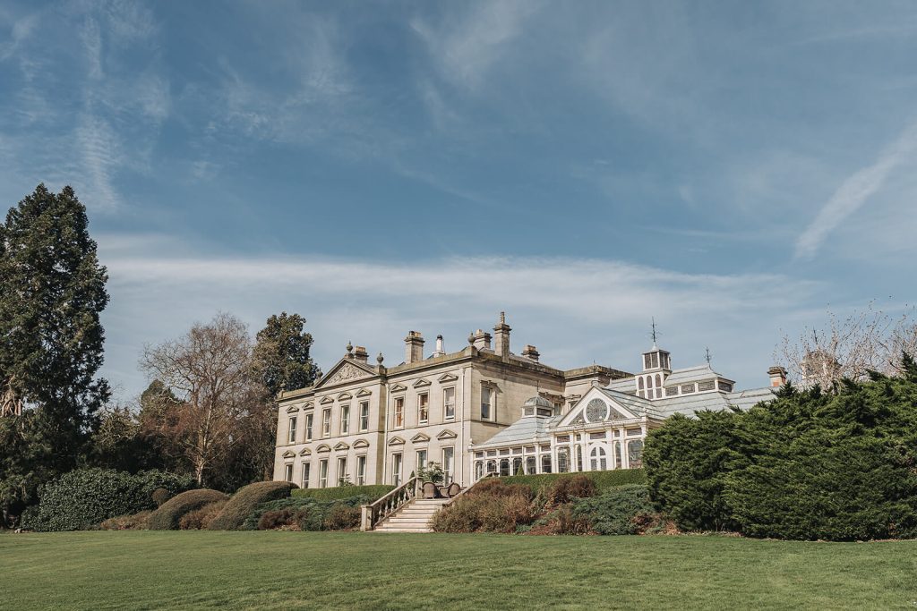 Building of Kilworth House and orangery with blue sky