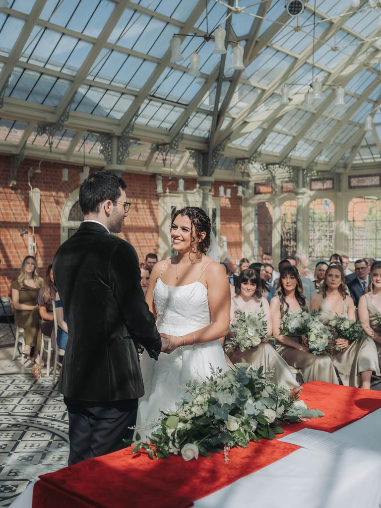 Bride and groom in ceremony at Kilworth House