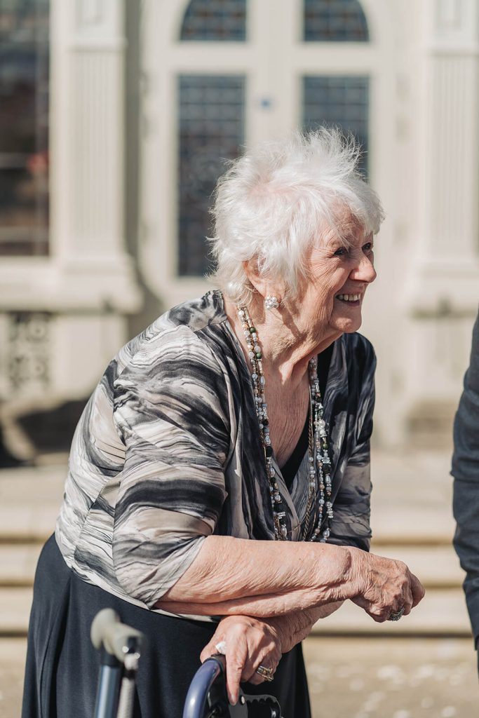 older lady candid photo smiling