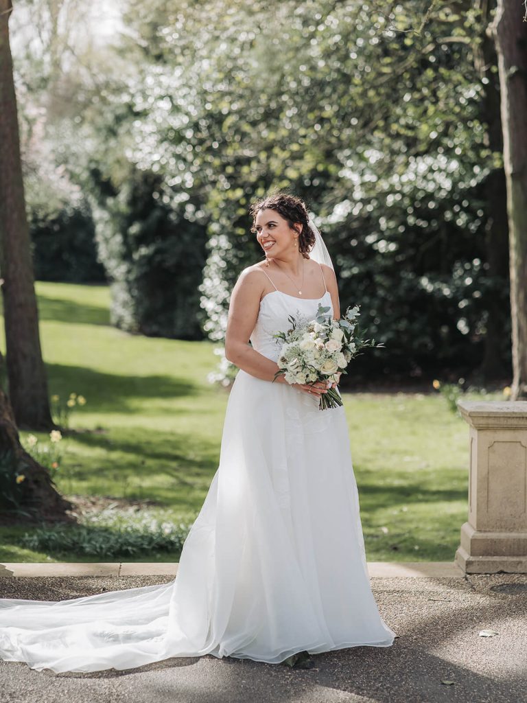 bridal portrait looking away from camera