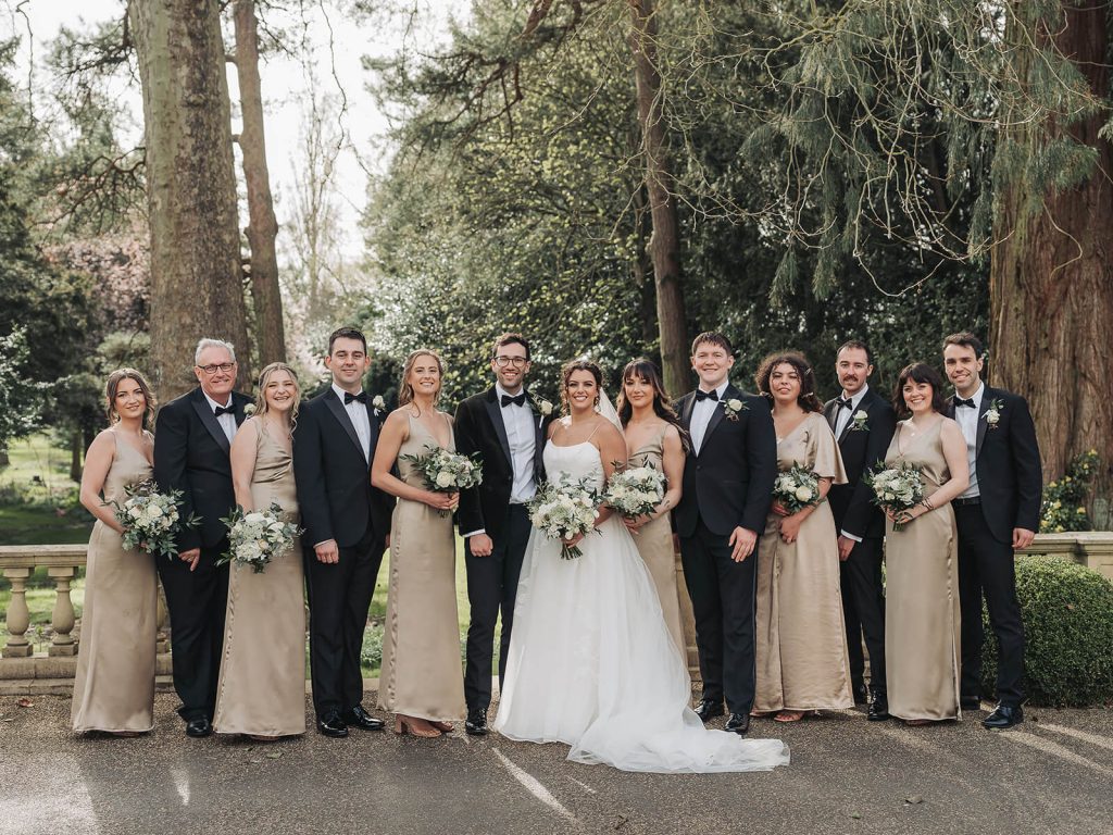bridal party and groom's party at Kilworth House