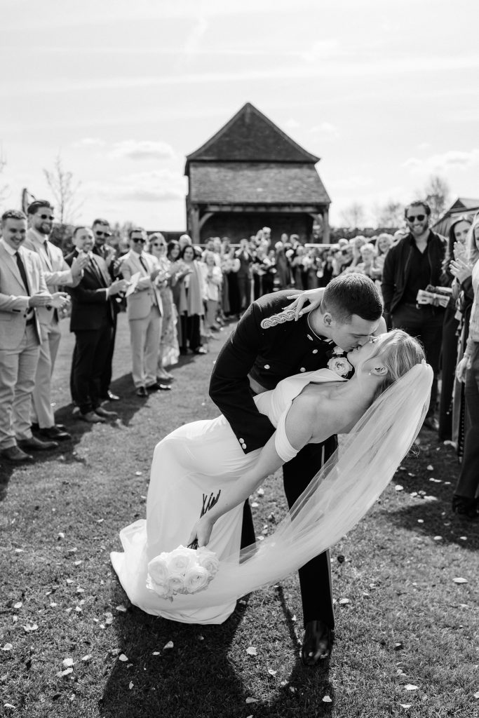 black and white photo of dip kiss