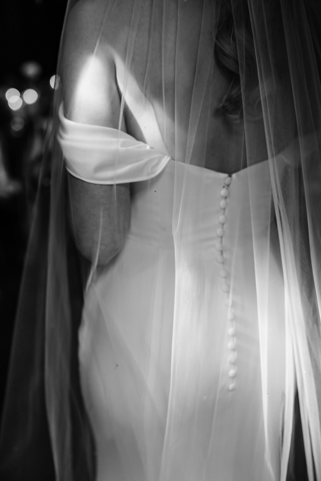 black and white photo of back of dress