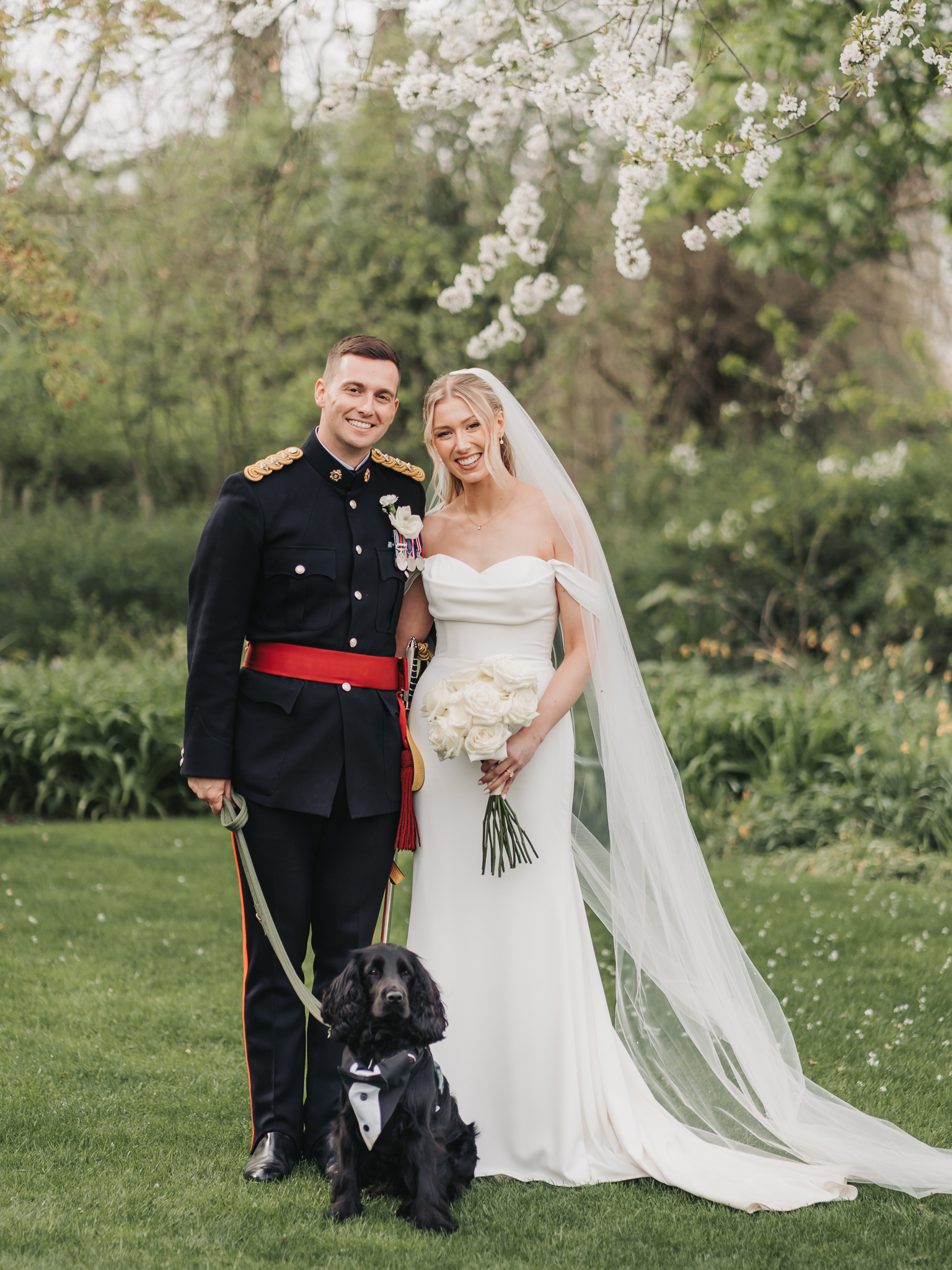 bride, groom and dog portraits