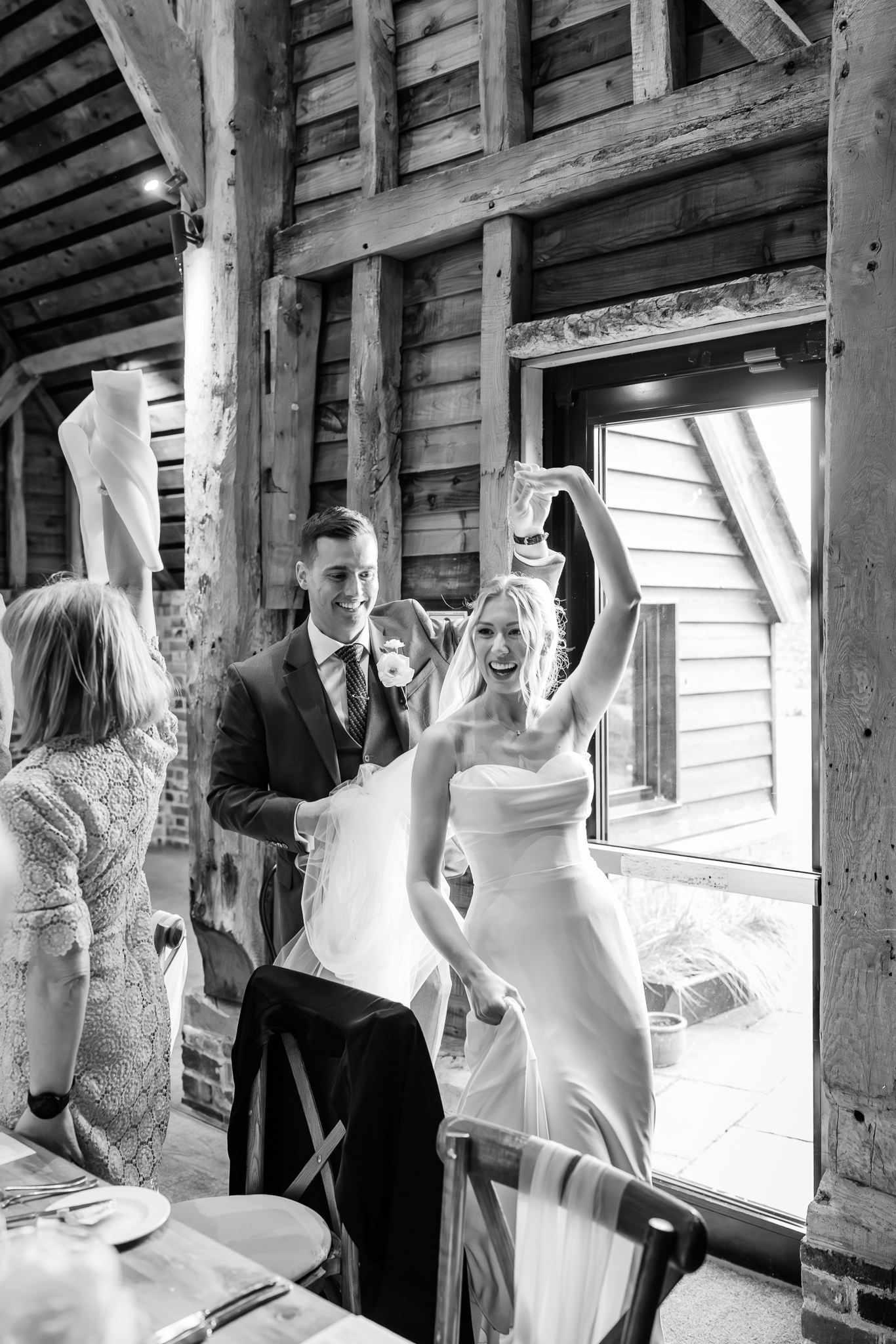 black and white photo of bride